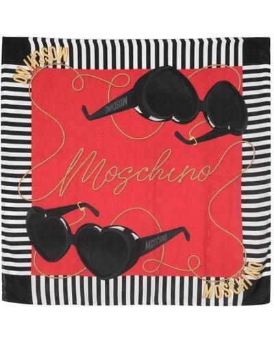 Moschino Graphic-print Silk Scarf - Red
