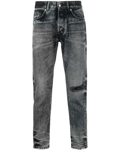 John Richmond Mick Whiskering-effect Tapered Jeans - Gray