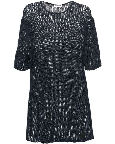 Jil Sander Sheer Cotton Mini Dress - Black