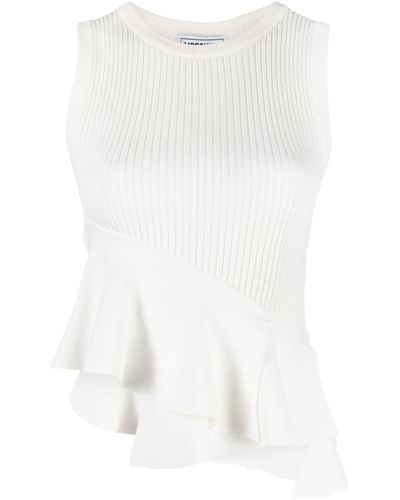 Moschino Jeans Asymmetric Ribbed-knit Tank Top - White