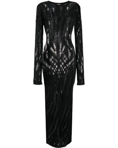 Versace Semi-sheer Long-sleeve Dress - Black