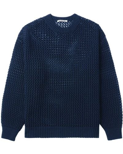 AURALEE Open-knit Cotton Sweater - Blue