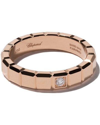 Chopard 18kt Rose Gold Ice Cube Diamond Ring - Pink