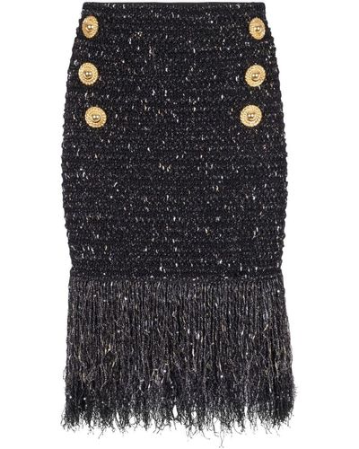 Balmain Falda de tweed 6-Button - Negro