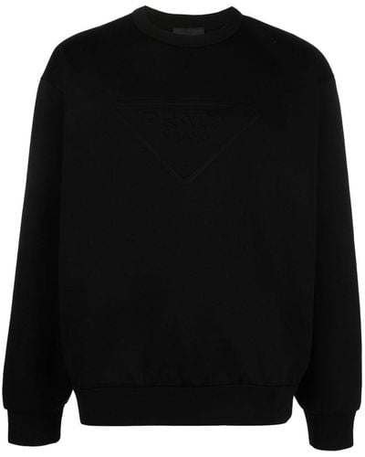 Prada Sweatshirt mit Logo-Prägung - Schwarz