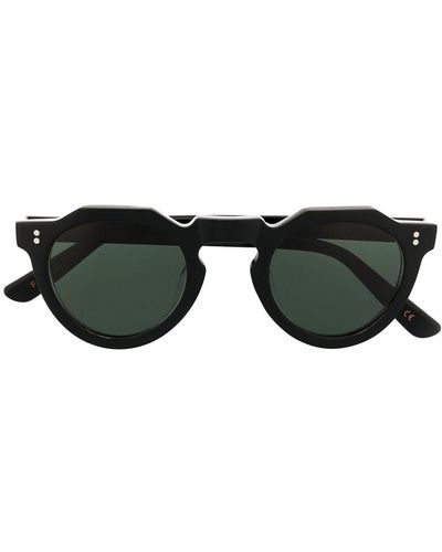 Lesca Round Frame Sunglasses - Black