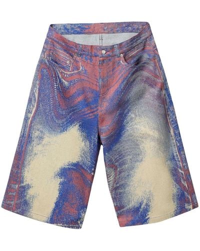 Camper Swirl-print Denim Shorts - Blue