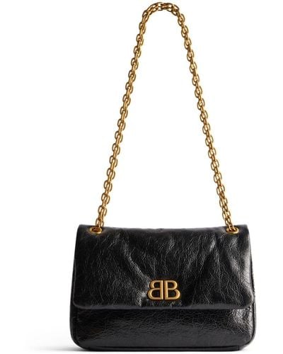Balenciaga Monaco Leather Shoulder Bag - Black