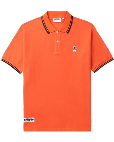 Chocoolate Polo en coton à logo appliqué - Orange
