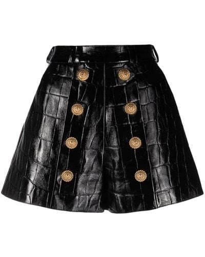 Balmain Shorts con bottoni goffrati - Nero