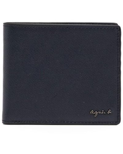 agnès b. Bi-fold Leather Wallet - Blue