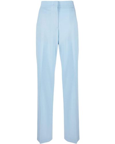 MSGM High-waisted Virgin Wool Trousers - Blue