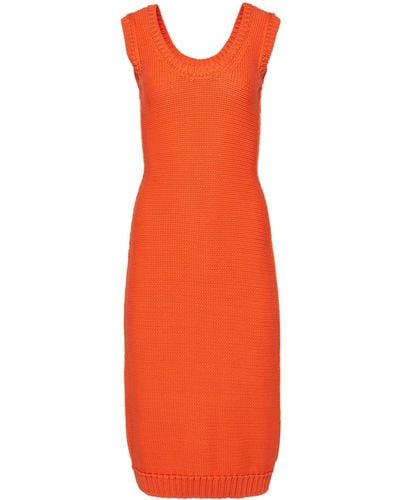 Ferragamo Sleeveless Knitted Midi Dress - Orange