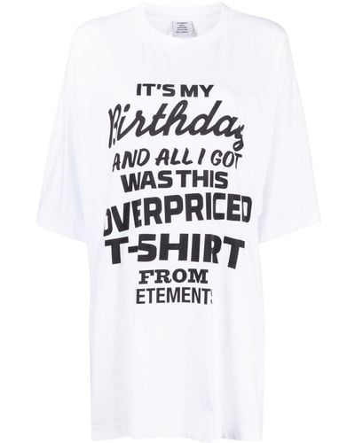 Vetements T-shirt Birthday à imprimé graphique - Blanc