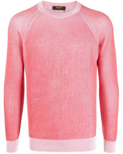 Moorer Raglan-sleeve Ribbed Sweatshirt - Pink