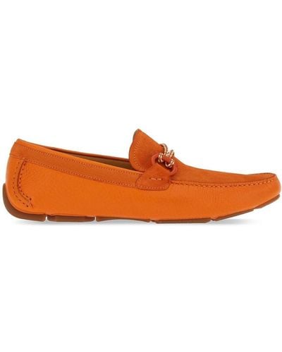 Ferragamo Tie-detail Suede Loafers - Orange