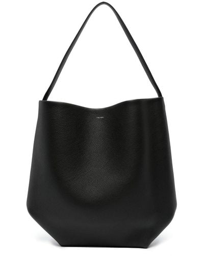 The Row Large Park Leather Tote Bag - Black