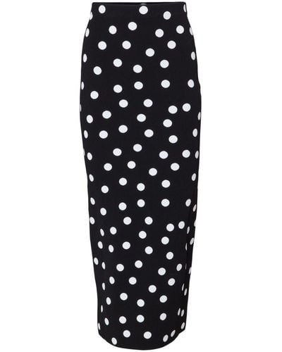 Carolina Herrera Polka-dot Knitted Pencil Skirt - Black