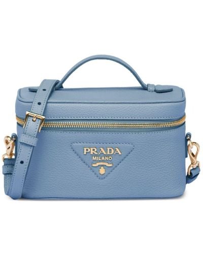 Prada Logo-lettering Leather Mini-bag - Blue