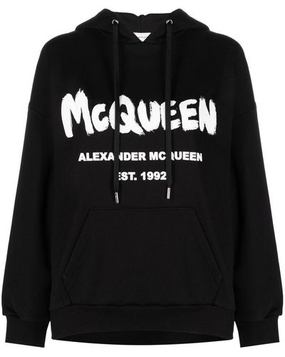 Alexander McQueen Logo-print Drawstring Hoodie - Black