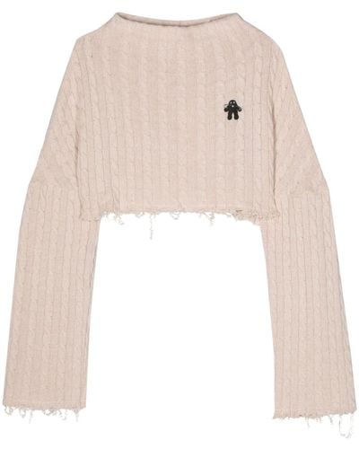 AVAVAV Cable-knit Cropped Sweater - White