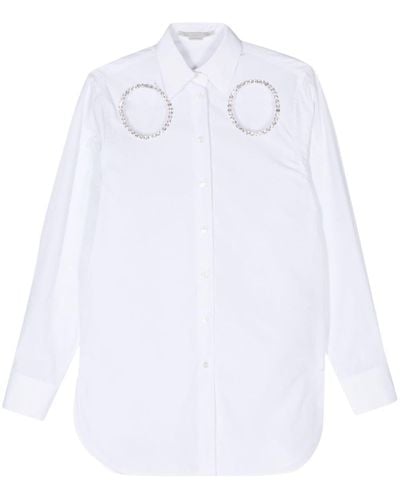 Stella McCartney Sweatshirt mit Kristallen - Weiß