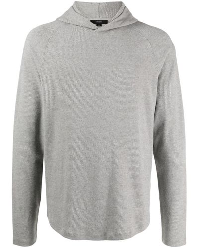 Vince Twill-weave Long-sleeve Hoodie - Grey