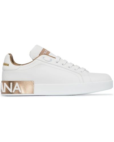 Dolce & Gabbana Portofino Leather Trainers - White