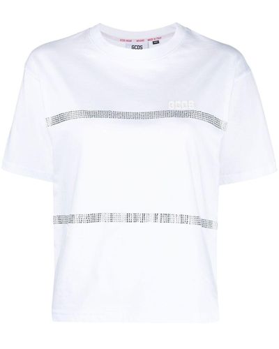 Gcds T-Shirt mit Strass-Streifen - Weiß