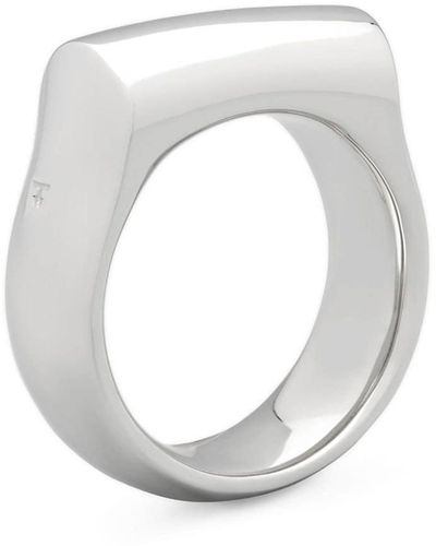 Tom Wood Recycled Sterling Silver Crest Band Ring - White