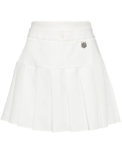 Chocoolate Layered-waistband Pleated Miniskirt - White