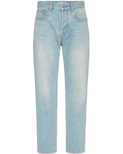 Valentino Garavani Vlogo Signature Embossed Tapered Jeans - Blue
