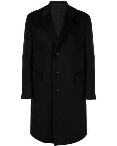 Tagliatore Brooch-detail Single-breasted Coat - Black