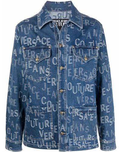 Versace ロゴ デニムシャツ - ブルー