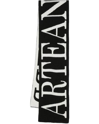 Arte' Bufanda con logo en intarsia - Negro