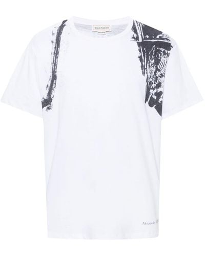 Alexander McQueen T-Shirt mit abstraktem Print - Weiß