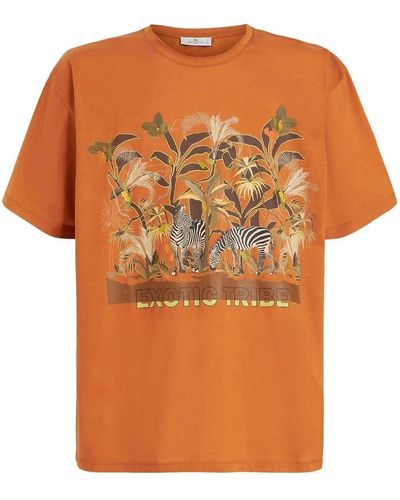 Etro T-shirt en coton à imprimé graphique - Orange