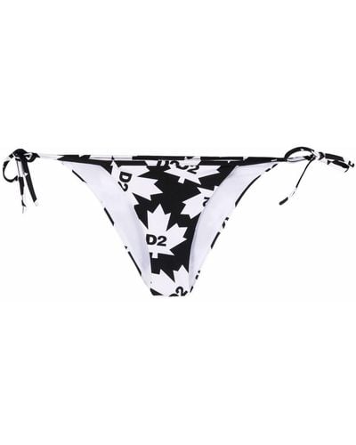 DSquared² Maple Leaf-print Bikini Bottoms - Black