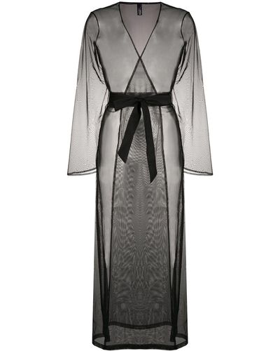 Maison Close Madame Rêve Sheer Belted Robe - Black