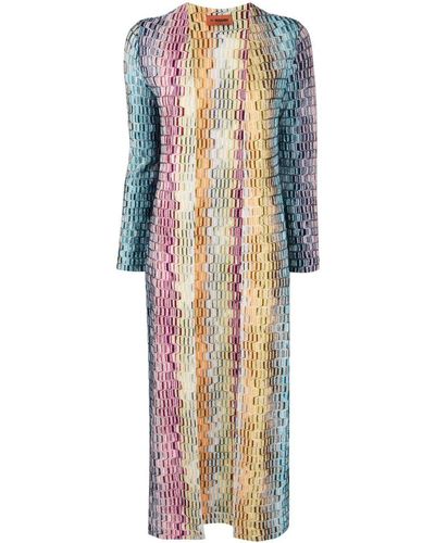 Missoni Knitted Long-sleeved Cardi-coat - Blue
