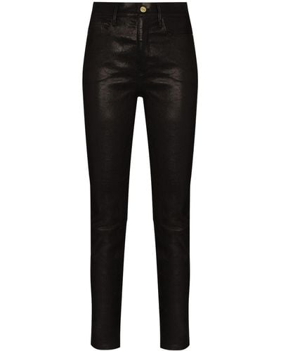 FRAME Le Sylvie Skinny Leather Pants - Black