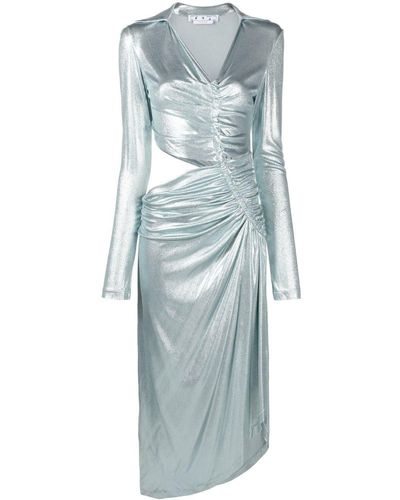 Off-White c/o Virgil Abloh Metallic Draped Midi Dress - Blue