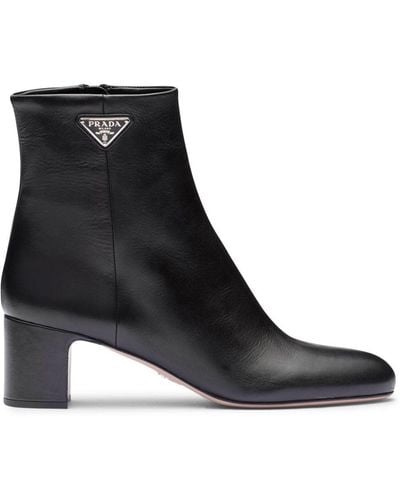 Prada Leather Ankle Boots 55 - Black