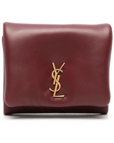 Saint Laurent Calypso Tri-fold Leather Wallet - Purple