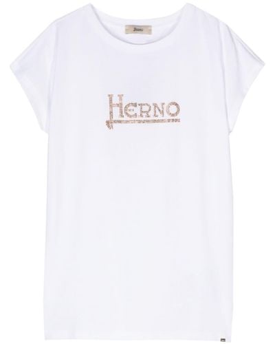 Herno Crystal-logo-embellishment T-shirt - White