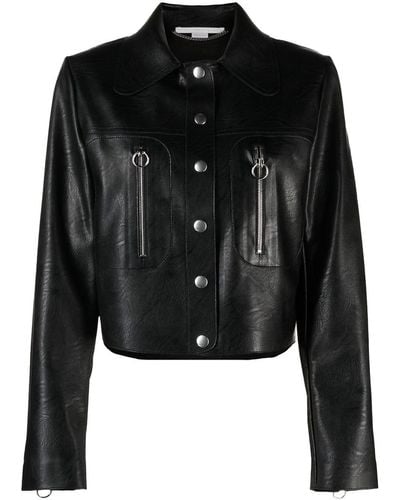 Stella McCartney Spread-collar Faux-leather Jacket - Black