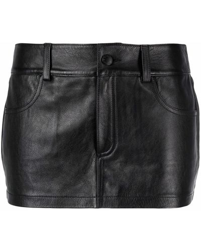 Alexander Wang Low-rise Leather Mini Shorts - Black