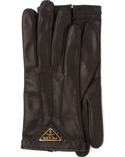 Prada Logo-plaque Slip-on Gloves - Black
