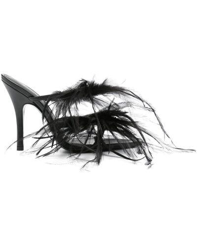 The Attico Feather Sandals - Black