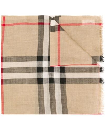 Burberry Giant Check Cashmere Scarf - Natural